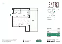 2 pokoje, mieszkanie 41,26 m², parter, oferta nr 116A-M06, Entre, Kraków, Prądnik Biały, ul. Władysława Łokietka 116