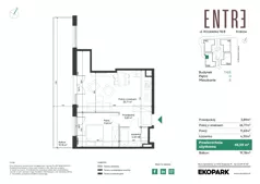 2 pokoje, mieszkanie 46,59 m², parter, oferta nr 116B-M06, Entre, Kraków, Prądnik Biały, ul. Władysława Łokietka 116