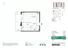2 pokoje, mieszkanie 38,20 m², parter, oferta nr 116C-M02, Entre, Kraków, Prądnik Biały, ul. Władysława Łokietka 116