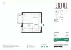 2 pokoje, mieszkanie 38,20 m², piętro 1, oferta nr 116C-M08, Entre, Kraków, Prądnik Biały, ul. Władysława Łokietka 116