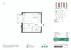2 pokoje, mieszkanie 35,54 m², piętro 2, oferta nr 116C-M14, Entre, Kraków, Prądnik Biały, ul. Władysława Łokietka 116