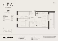 3 pokoje, mieszkanie 59,85 m², piętro 1, oferta nr 30, The View, Kraków, Dębniki, Ludwinów, ul. Marii Konopnickiej 35