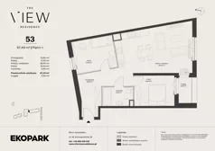 3 pokoje, mieszkanie 67,49 m², piętro 1, oferta nr 53, The View, Kraków, Dębniki, Ludwinów, ul. Marii Konopnickiej 35