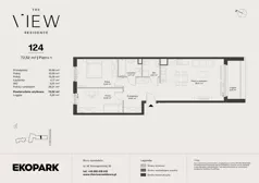 3 pokoje, mieszkanie 72,52 m², piętro 1, oferta nr 124, The View, Kraków, Dębniki, Ludwinów, ul. Marii Konopnickiej 35
