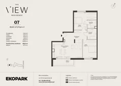3 pokoje, mieszkanie 85,83 m², piętro 2, oferta nr 7, The View, Kraków, Dębniki, Ludwinów, ul. Marii Konopnickiej 35