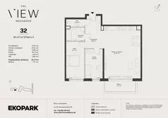 3 pokoje, mieszkanie 87,47 m², piętro 2, oferta nr 32, The View, Kraków, Dębniki, Ludwinów, ul. Marii Konopnickiej 35