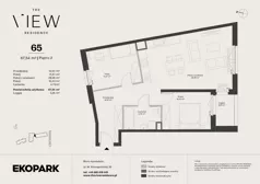 3 pokoje, mieszkanie 67,54 m², piętro 2, oferta nr 65, The View, Kraków, Dębniki, Ludwinów, ul. Marii Konopnickiej 35