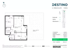 3 pokoje, mieszkanie 55,64 m², parter, oferta nr A-3, Destino, Kraków, Bronowice, Bronowice Małe, ul. Odlewnicza/Bakałarzy
