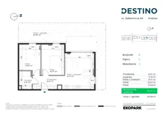 3 pokoje, mieszkanie 55,37 m², parter, oferta nr B-2, Destino, Kraków, Bronowice, Bronowice Małe, ul. Odlewnicza/Bakałarzy