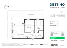 3 pokoje, mieszkanie 55,43 m², parter, oferta nr A-8, Destino, Kraków, Bronowice, Bronowice Małe, ul. Odlewnicza