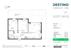 3 pokoje, mieszkanie 55,37 m², parter, oferta nr B-2, Destino, Kraków, Bronowice, Bronowice Małe, ul. Odlewnicza