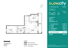 3 pokoje, mieszkanie 68,70 m², piętro 3, oferta nr D2-37, Slow City - Etap D, Kraków, Prądnik Biały, ul. Piaszczysta 39 - 41