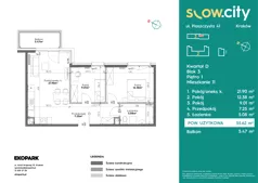 3 pokoje, mieszkanie 55,62 m², piętro 1, oferta nr D3-11, Slow City - Etap D, Kraków, Prądnik Biały, ul. Piaszczysta 39 - 41