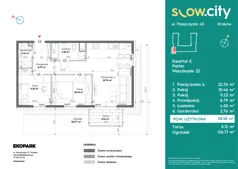 3 pokoje, mieszkanie 58,58 m², parter, oferta nr E-22, Slow City - Etap E, Kraków, Prądnik Biały, ul. Piaszczysta 43