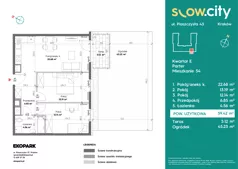 3 pokoje, mieszkanie 59,42 m², parter, oferta nr E-54, Slow City - Etap E, Kraków, Prądnik Biały, ul. Piaszczysta 43