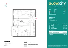 3 pokoje, mieszkanie 54,13 m², piętro 1, oferta nr E-6, Slow City - Etap E, Kraków, Prądnik Biały, ul. Piaszczysta 43
