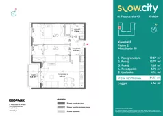 3 pokoje, mieszkanie 54,13 m², piętro 2, oferta nr E-10, Slow City - Etap E, Kraków, Prądnik Biały, ul. Piaszczysta 43