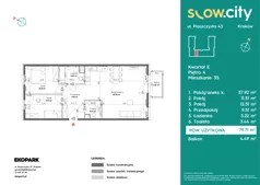 3 pokoje, mieszkanie 79,71 m², piętro 4, oferta nr E-35, Slow City - Etap E, Kraków, Prądnik Biały, ul. Piaszczysta 43