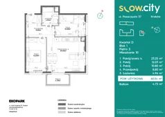 3 pokoje, mieszkanie 60,04 m², piętro 3, oferta nr D1-10, Slow City - Etap D, Kraków, Prądnik Biały, ul. Piaszczysta