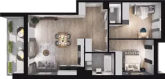 3 pokoje, mieszkanie 68,08 m², piętro 11, oferta nr B104, Podedworze 13, Kraków, Podgórze Duchackie, Piaski Wielkie, ul. Podedworze 13