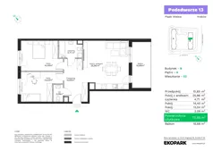 3 pokoje, mieszkanie 70,85 m², piętro 6, oferta nr B53, Podedworze 13, Kraków, Podgórze Duchackie, Piaski Wielkie, ul. Podedworze 13