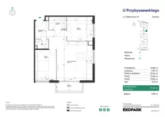 3 pokoje, mieszkanie 70,78 m², piętro 1, oferta nr 1A_M20, U Przybyszewskiego IV, Kraków, Krowodrza, ul. Przybyszewskiego