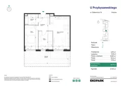 3 pokoje, mieszkanie 56,91 m², parter, oferta nr 1B_M37, U Przybyszewskiego IV, Kraków, Krowodrza, ul. Przybyszewskiego