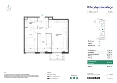 3 pokoje, mieszkanie 56,91 m², piętro 2, oferta nr 1B_M49, U Przybyszewskiego IV, Kraków, Krowodrza, ul. Przybyszewskiego