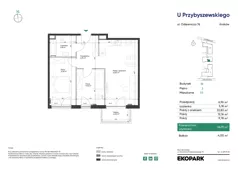 3 pokoje, mieszkanie 56,91 m², piętro 3, oferta nr 1B_M55, U Przybyszewskiego IV, Kraków, Krowodrza, ul. Przybyszewskiego