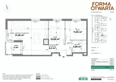 3 pokoje, mieszkanie 66,99 m², piętro 4, oferta nr C2-34, Forma Otwarta - Etap C, Kraków, Bronowice, Bronowice Wielkie, ul. Sosnowiecka
