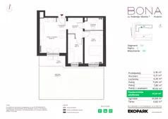 3 pokoje, mieszkanie 47,51 m², parter, oferta nr 182, BONA, Kraków, Podgórze Duchackie, ul. Walerego Sławka 7