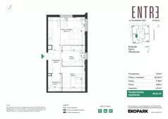 3 pokoje, mieszkanie 49,15 m², piętro 2, oferta nr 116B-M12, Entre, Kraków, Prądnik Biały, ul. Władysława Łokietka 116