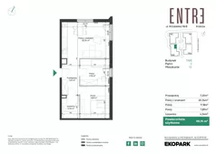 3 pokoje, mieszkanie 49,15 m², piętro 2, oferta nr 116B-M12, Entre, Kraków, Prądnik Biały, ul. Władysława Łokietka 116