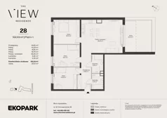 4 pokoje, mieszkanie 102,03 m², piętro 1, oferta nr 28, The View, Kraków, Dębniki, Ludwinów, ul. Marii Konopnickiej 35