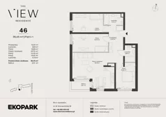 4 pokoje, mieszkanie 86,45 m², piętro 1, oferta nr 46, The View, Kraków, Dębniki, Ludwinów, ul. Marii Konopnickiej 35