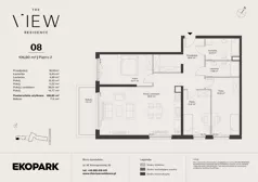 4 pokoje, mieszkanie 106,80 m², piętro 2, oferta nr 8, The View, Kraków, Dębniki, Ludwinów, ul. Marii Konopnickiej 35