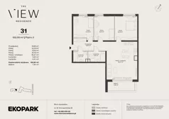 4 pokoje, mieszkanie 102,00 m², piętro 2, oferta nr 31, The View, Kraków, Dębniki, Ludwinów, ul. Marii Konopnickiej 35