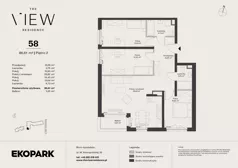 4 pokoje, mieszkanie 86,61 m², piętro 2, oferta nr 58, The View, Kraków, Dębniki, Ludwinów, ul. Marii Konopnickiej 35