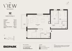 4 pokoje, mieszkanie 94,08 m², piętro 3, oferta nr 12, The View, Kraków, Dębniki, Ludwinów, ul. Marii Konopnickiej 35