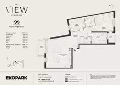4 pokoje, mieszkanie 113,52 m², piętro 5, oferta nr 99, The View, Kraków, Dębniki, Ludwinów, ul. Marii Konopnickiej 35