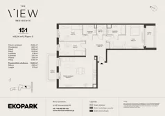 4 pokoje, mieszkanie 112,24 m², piętro 5, oferta nr 151, The View, Kraków, Dębniki, Ludwinów, ul. Marii Konopnickiej 35