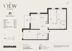 4 pokoje, mieszkanie 82,27 m², piętro 6, oferta nr 21, The View, Kraków, Dębniki, Ludwinów, ul. Marii Konopnickiej 35