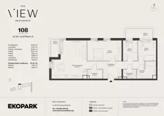 4 pokoje, mieszkanie 97,97 m², piętro 6, oferta nr 108, The View, Kraków, Dębniki, Ludwinów, ul. Marii Konopnickiej 35