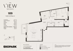 4 pokoje, mieszkanie 113,53 m², piętro 6, oferta nr 109, The View, Kraków, Dębniki, Ludwinów, ul. Marii Konopnickiej 35