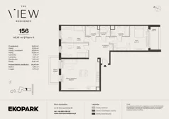 4 pokoje, mieszkanie 112,15 m², piętro 6, oferta nr 156, The View, Kraków, Dębniki, Ludwinów, ul. Marii Konopnickiej 35