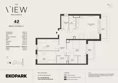 4 pokoje, mieszkanie 105,22 m², piętro 7, oferta nr 42, The View, Kraków, Dębniki, Ludwinów, ul. Marii Konopnickiej 35