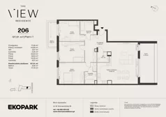 4 pokoje, mieszkanie 127,91 m², piętro 7, oferta nr 206, The View, Kraków, Dębniki, Ludwinów, ul. Marii Konopnickiej 35