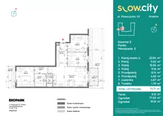 4 pokoje, mieszkanie 72,71 m², parter, oferta nr E-3, Slow City - Etap E, Kraków, Prądnik Biały, ul. Piaszczysta 43