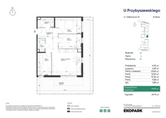4 pokoje, mieszkanie 75,85 m², parter, oferta nr 1B_M36, U Przybyszewskiego IV, Kraków, Krowodrza, ul. Przybyszewskiego