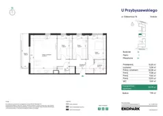 4 pokoje, mieszkanie 90,79 m², piętro 1, oferta nr 1B_M46, U Przybyszewskiego IV, Kraków, Krowodrza, ul. Przybyszewskiego